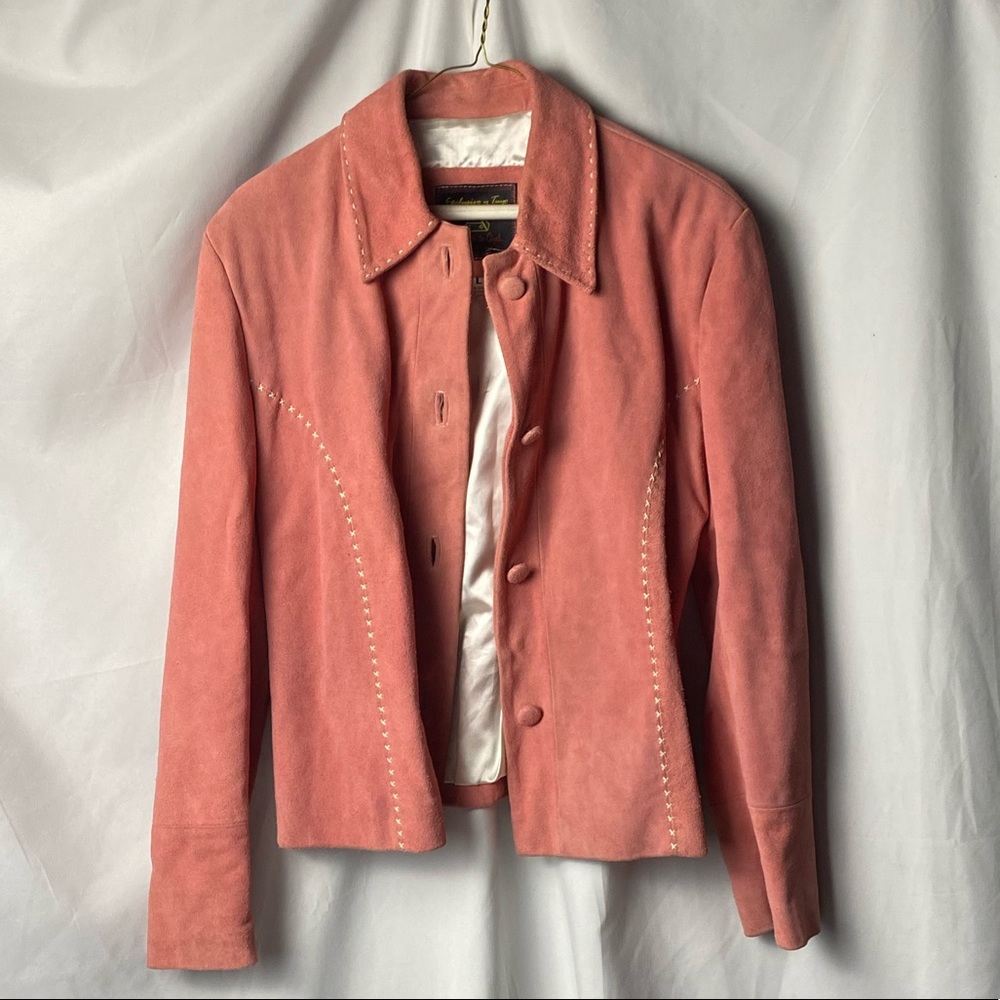 Vintage 70s western style women’s pink leather jacket